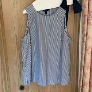 J. Crew Navy stripe tank with bow.